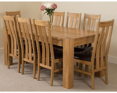 Kuba 180 x 90 cm Chunky Oak Dining Table and 8 Chairs Dining Set with Princeton Chairs