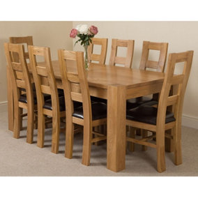 Kuba 180 x 90 cm Chunky Oak Dining Table and 8 Chairs Dining Set with Yale Chairs