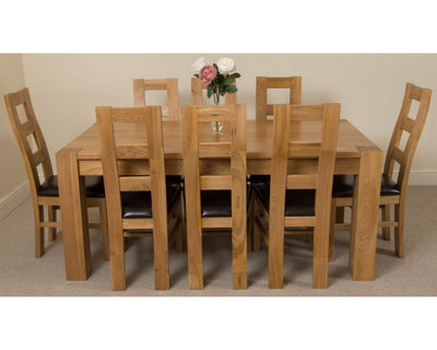 Kuba 180 x 90 cm Chunky Oak Dining Table and 8 Chairs Dining Set with Yale Chairs