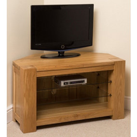 Kuba Solid Oak Corner TV Unit with Storage