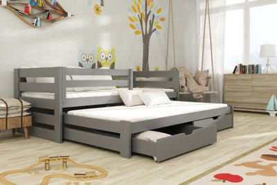 Kubus Double Bed with Trundle in Graphite W1980mm x H780mm x D970mm