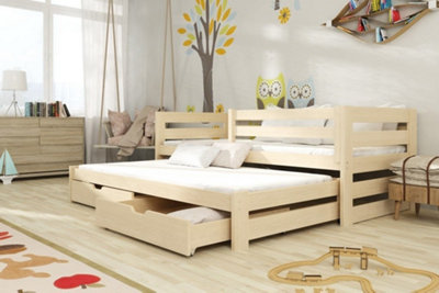 Kubus Double Bed with Trundle in Pine W1980mm x H780mm x D970mm