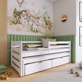 Kubus Double Bed with Trundle in White W1980mm x H780mm x D970mm