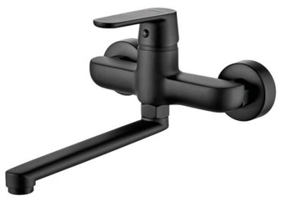 Kuchinox Wallmounted Kitchen Sink Tap Single Lever Black Finished Brass Unusual Shape