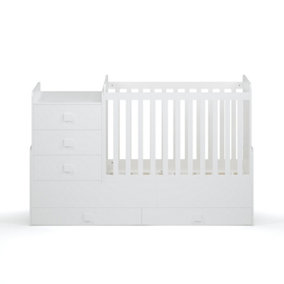 Kudl - 1200 Combi 4 in 1 Children's Cot Bed - MDF/Wood -  L173.5 x W65.5 x H109 cm - White