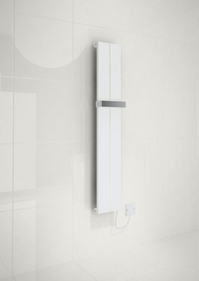 Kudox AluLite Flat Electric Towel Rail 1150mm High x 200mm Wide 200w Textured White DIY at B Q