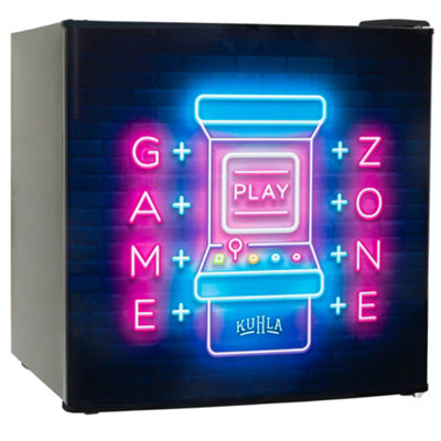 Kuhla Table Top Mini Fridge Game Zone Design 45 Litre in Black with Ice Box & Removable Shelf KTTF0E6B-1019