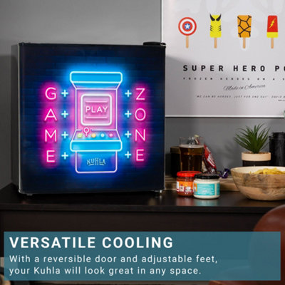 Kuhla Table Top Mini Fridge Game Zone Design 45 Litre in Black with Ice Box & Removable Shelf KTTF0E6B-1019