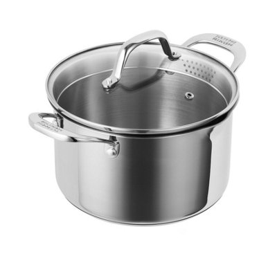 Kuhn Rikon Allround Plus Stainless Steel Casserole Pot with Draining Lid, 20cm/3.7L