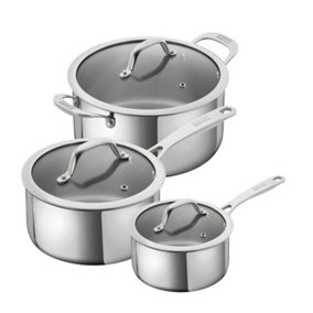 Kuhn Rikon Allround Stainless Steel 3-Piece Mixed Cookware Set - 16cm/20cm Saucepan and 24cm Casserole Pot