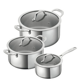 Kuhn Rikon Allround Stainless Steel 3-Piece Mixed Cookware Set - 16cm Saucepan and 20cm/24cm Casserole Pot