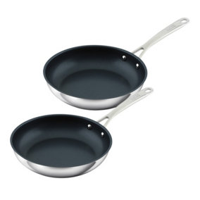 Kuhn Rikon Allround Stainless Steel Non-Stick Frying Pan, Set of 2, 24cm and 28cm