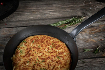 Kuhn Rikon Black Star 12.5 Inch Cast Iron Frying Pan - Uncoated, Works On All Cooktops & Oven