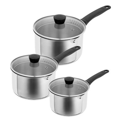 Kuhn Rikon Classic Plus Stainless Steel Induction Safe 3-Piece Saucepan Set with Draining Lids