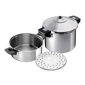 Kuhn Rikon Duromatic Inox Pressure Cooker with Side Grips, Set of 2, 24cm/4L and 8L