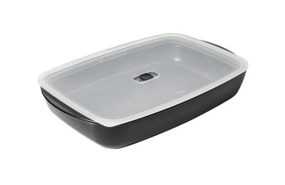 Kuhn Rikon Easy Glass Non-Stick 0.8L Oven Dish/Baking Dish with Lid, Small - 23 x 15 x 4cm