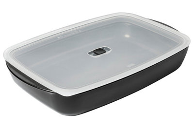 Kuhn Rikon Easy Glass Non-Stick 3.6L Oven Dish/Baking Dish with Lid, Large - 38 x 24 x 6.5cm