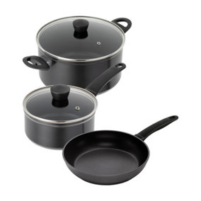 Kuhn Rikon Easy Induction Aluminium Non-Stick 3-Piece Mixed Cookware Set - 16cm Saucepan, 20cm Casserole Pot and 24cm Frying Pan