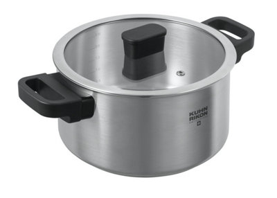 Kuhn Rikon Locarno Swiss Made Brushed Stainless Steel Induction Safe Casserole Pot, 20cm/3L