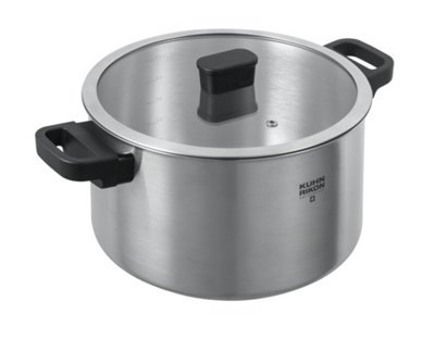 Kuhn Rikon Locarno Swiss Made Brushed Stainless Steel Induction Safe Casserole Pot, 24cm/6L