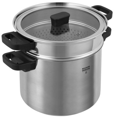 Kuhn Rikon Locarno Swiss Made Brushed Stainless Steel Induction Safe Pasta Pot, 22cm/6.5L