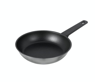 Kuhn Rikon Locarno Swiss Made Brushed Stainless Steel Non-Stick Induction Safe Frying Pan, 24cm