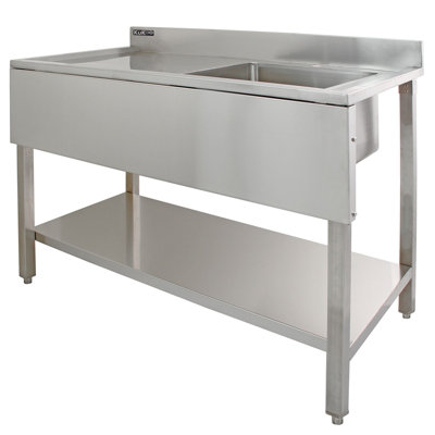 KuKoo Commercial Kitchen Catering Sink, Stainless Steel, Left Hand Drainer, 1.0 Bowl, 120cm Wide