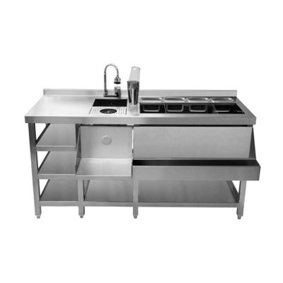 Deluxe Cocktail Bar Station, Stainless Steel, with Fully Insulated