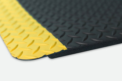 Kumfi Tough Heavy Duty Anti-Fatigue Mat 90 x 150cm Black/Yellow