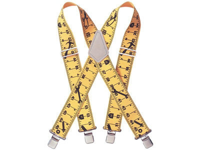 Kuny's SP-15Y Adjustable Yellow Tape Measure Braces - 2 Inch Wide Elastic