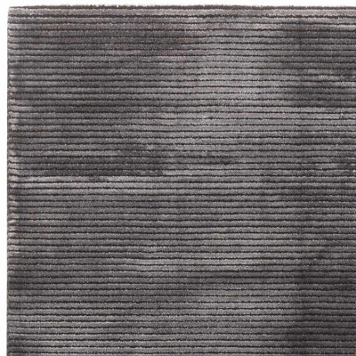 Kuza Plain Stripe Charcoal Modern Rug Rug 120x170cm for the
