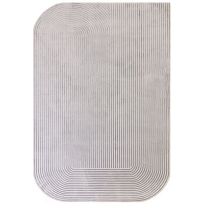 Kuza Shape Rug Ribbed Velvet Silver Grey Rug 160x230cm for the