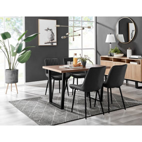 Kylo Brown Wood Effect Dining Table & 4 Black Pesaro Black Leg Chairs