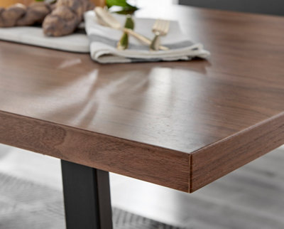 Kylo Rectangular 6 Seat Wood Effect Dining Table with Black Metal U Shape Legs Modern Industrial Table Design