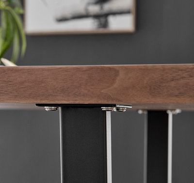 Kylo Rectangular 6 Seat Wood Effect Dining Table with Black Metal U Shape Legs Modern Industrial Table Design