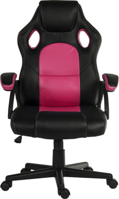 Kyoto Gaming Chair Pink with gas lift seat adjustment and tilt tension