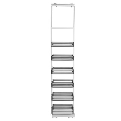 L 35 cm Metal Pull-out Storage Basket Tall and Narrow Cabinet Basket Shelf,6 Tier