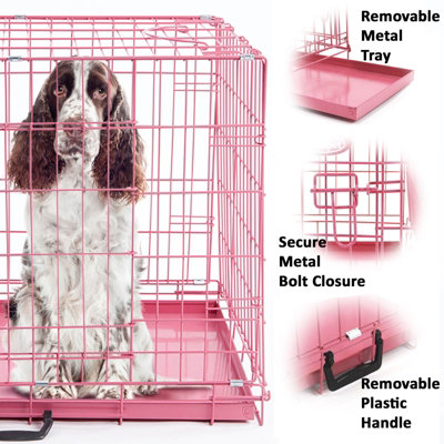 L 36inch Foldable Pink Dog Cage - 4