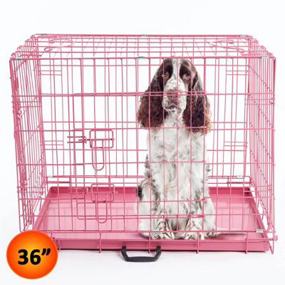 L 36inch Foldable Pink Dog Cage - 6