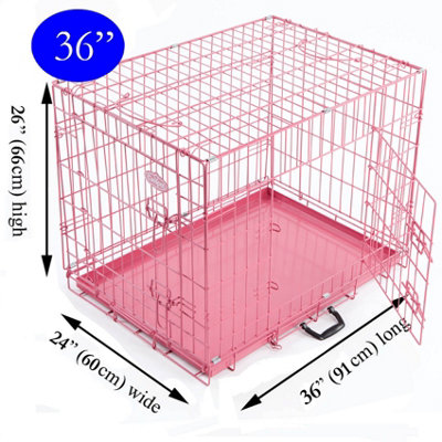 L 36inch Foldable Pink Dog Cage - 7