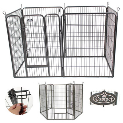 L 6 Panel Heavy Duty Play Pen Black