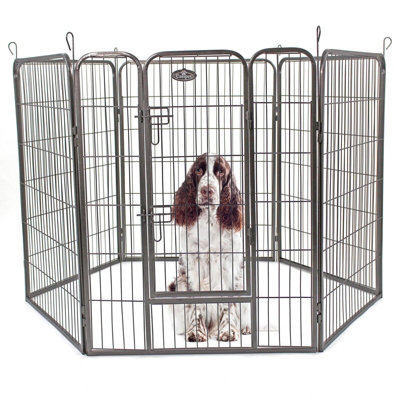 L 6 Panel Heavy Duty Play Pen Black