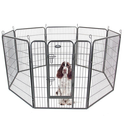 L 8 Panel Heavy Duty Play Pen Black