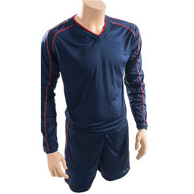 L ADULT Long Sleeve Marseille Shirt & Short Set - NAVY/RED 42-44" Football Kit