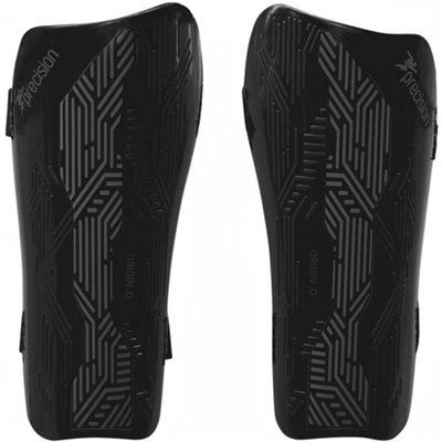 L - Football Shin Pad Guards - BLACK/BLACK - High Impact Wrap Around Leg Cover