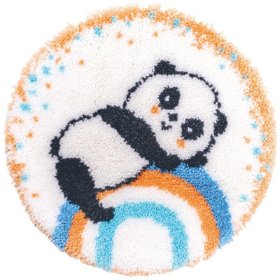 L/HK RUG PANDA R/BOW - Latch Hook Kit: Rug: Shaped: Panda on Rainbow ...