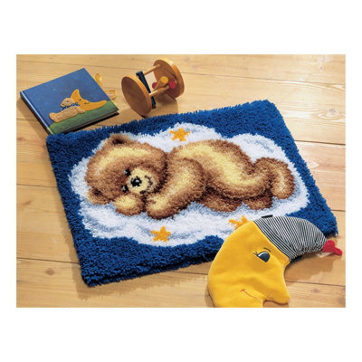 L/HK RUG TEDDY CLOUD - Latch Hook Kit: Rug: Sleeping Teddy on Cloud ...