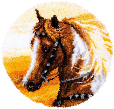 L/HK S/RUG W/HORSE - Latch Hook Kit: Rug: Shaped: Western Horse - Vervaco