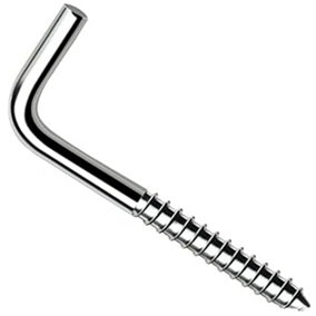 L Hook Screws 35mm x 3.5mm ( Pack of: 100 ) Heavy Duty Square Cup Hooks for Hanging, Metal Screw in Wall Hangers Outdoor Mounting