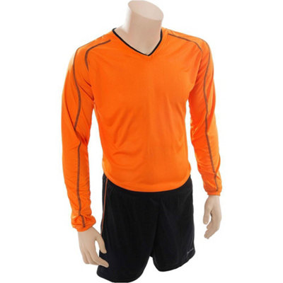 L JUNIOR Long Sleeve Marseille Shirt Short Set ORANGE/BLACK 30-32" Football Kit